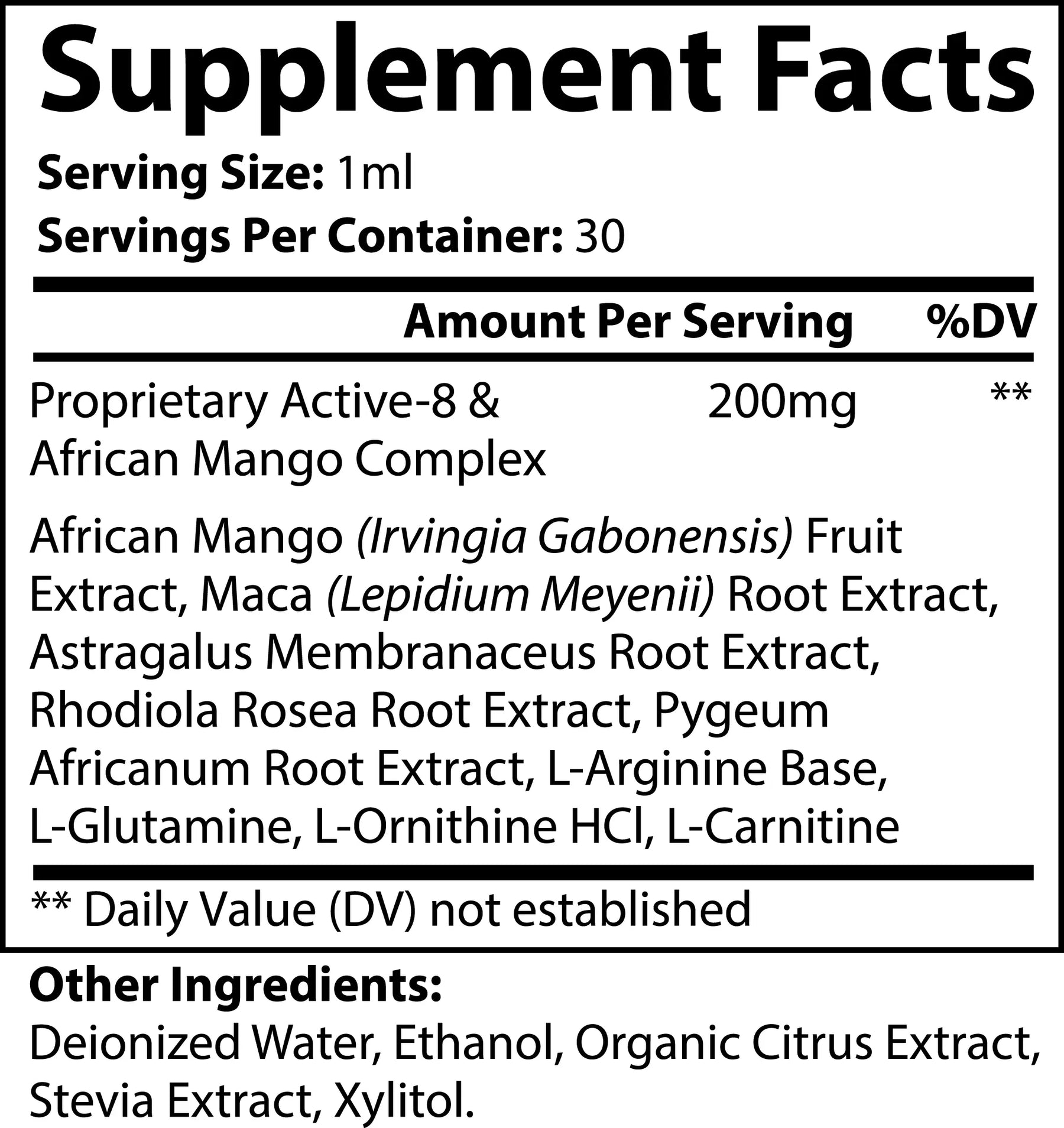 Ingredients list for Vireva Diet Drops appetite suppressant

